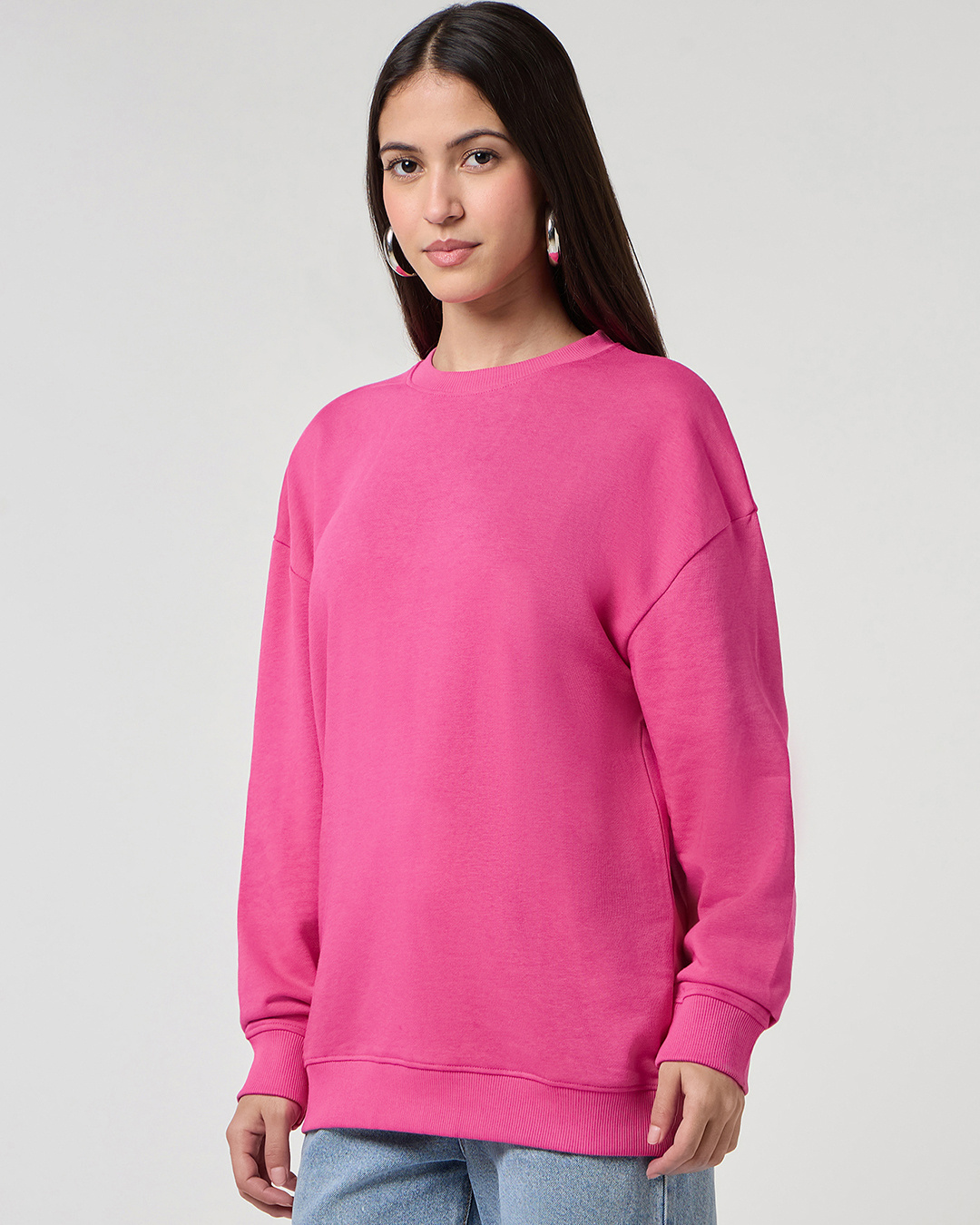 Shop Women's Magenta Oversized Sweatshirt-Back