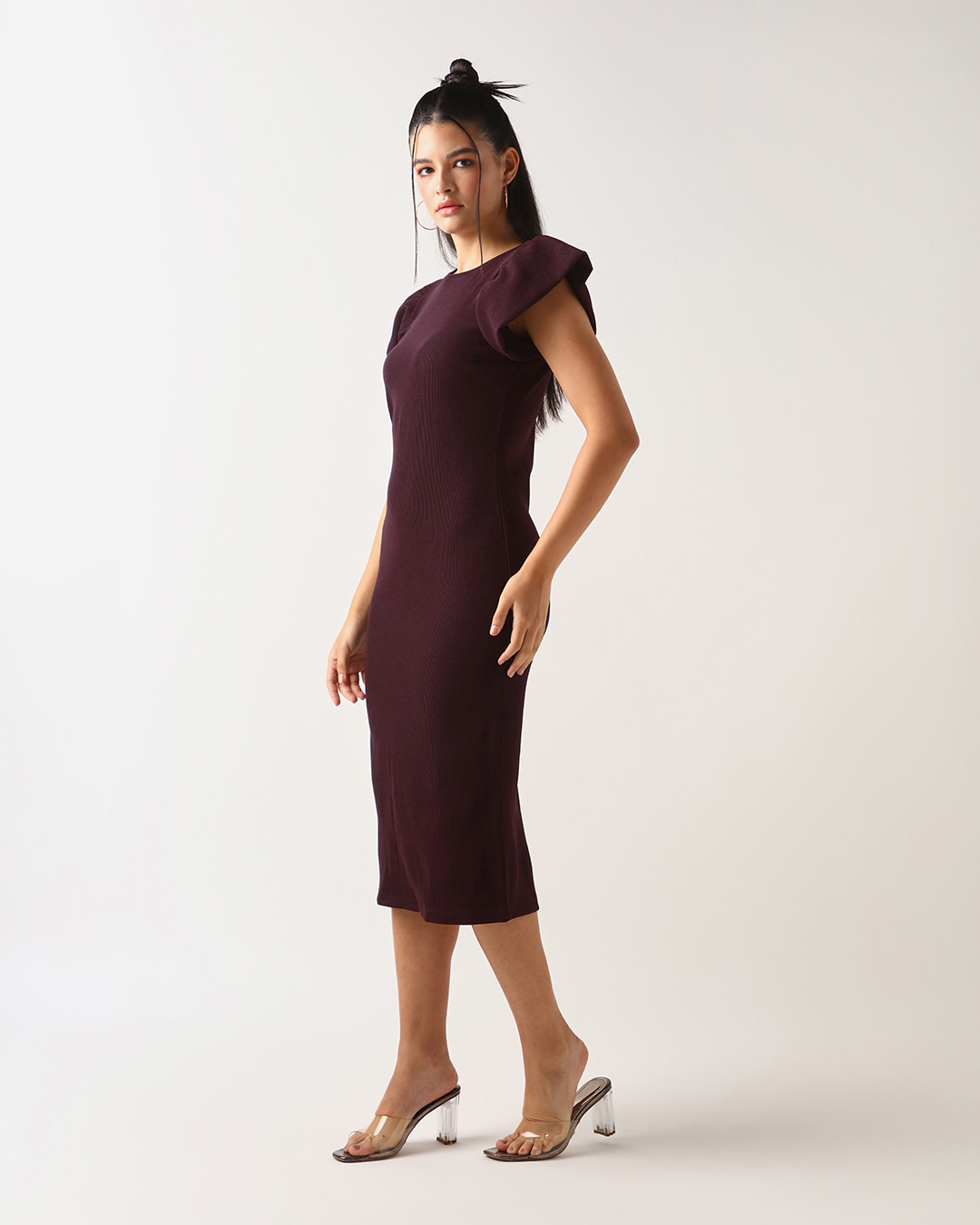 Shop Women's Wine Maroon Bodycon Dress-Back