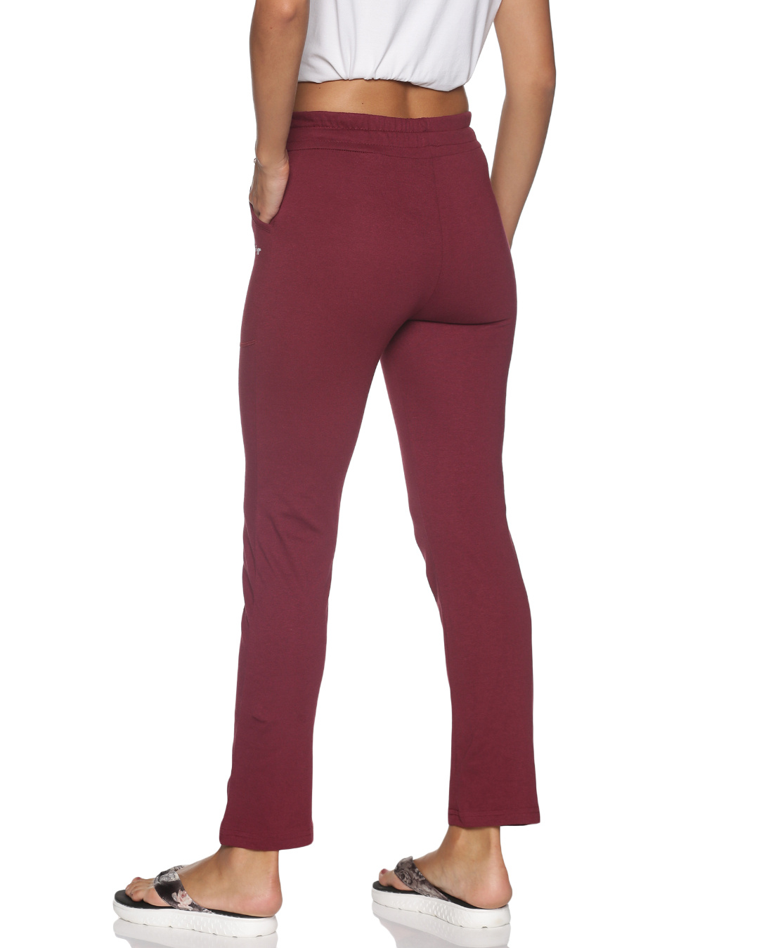 Shop Women's Maroon Cotton Solid Pajama-Back