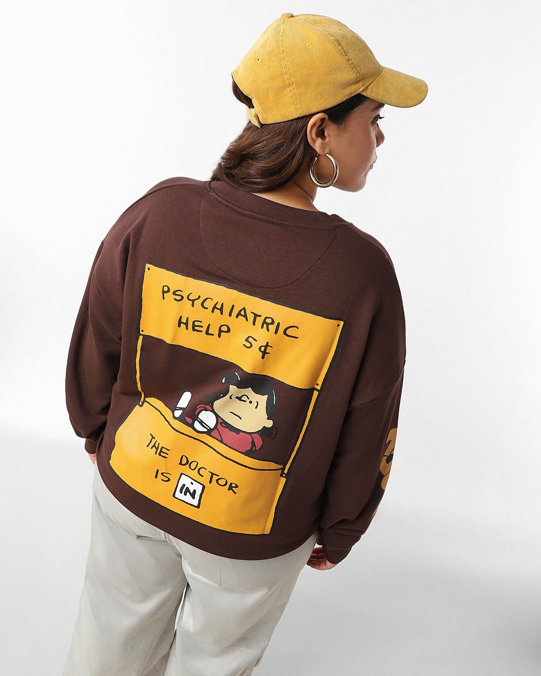 Buy Women's Brown Crabby Graphic Printed Oversized Plus Size Sweatshirt ...
