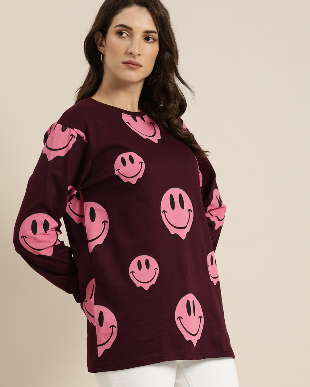 Buy Women's Maroon Graphic Oversized TShirt Online at Bewakoof