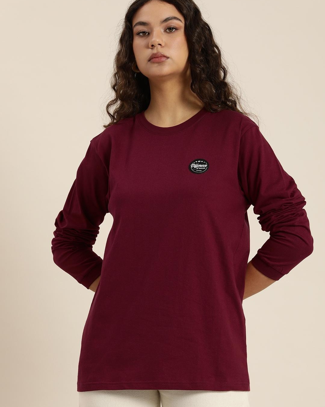 Buy Women's Maroon Graphic Printed Oversized T-shirt Online at Bewakoof