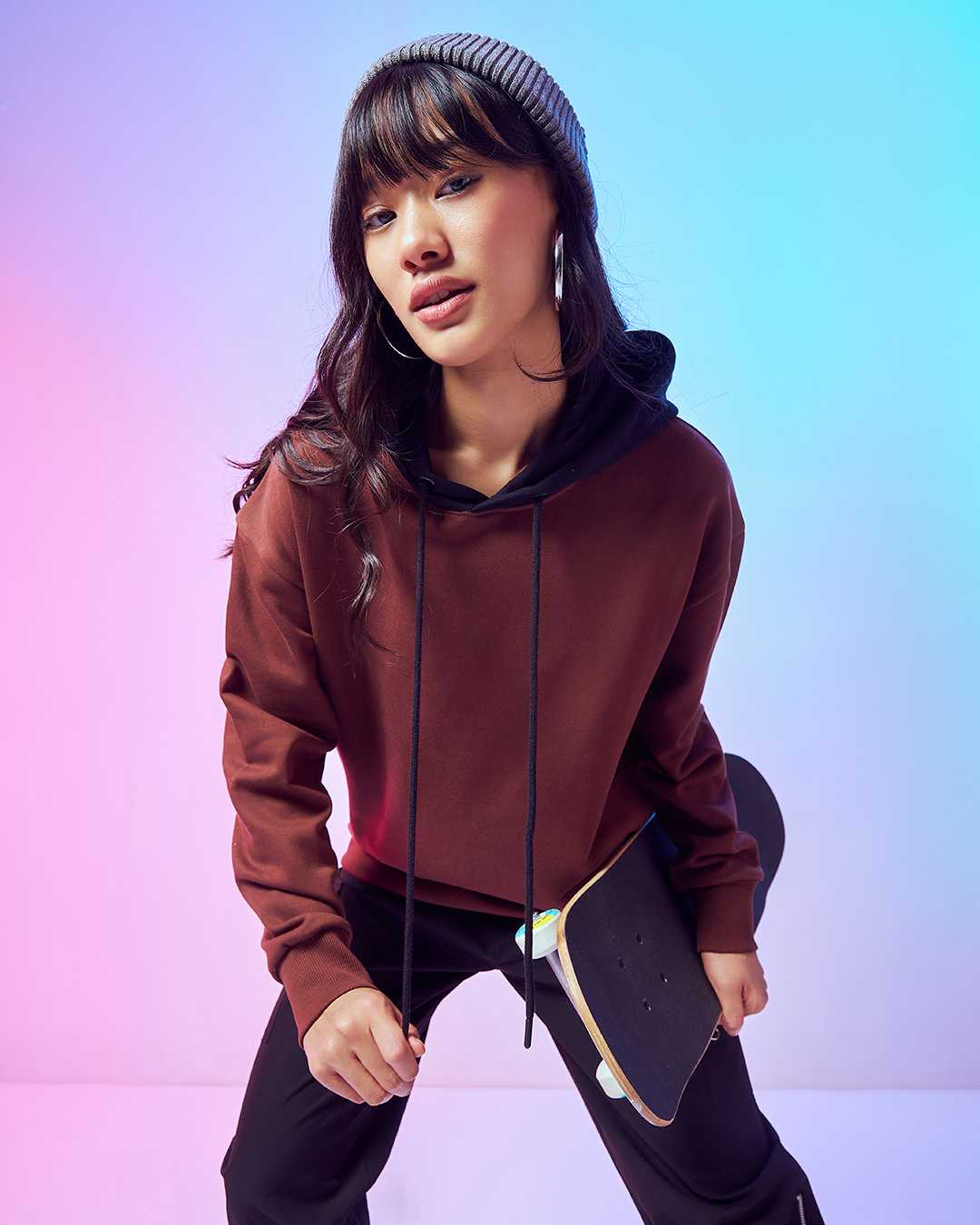Buy Women's Maroon Oversized Hoodies Online at Bewakoof