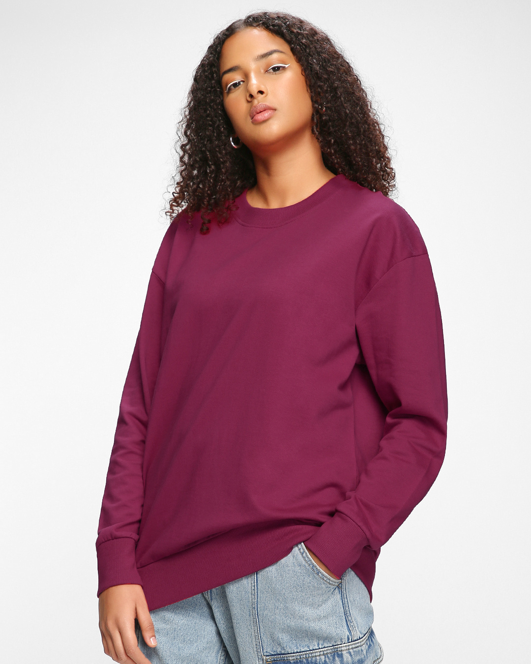 Shop Women's Maroon Oversized Sweatshirt-Back