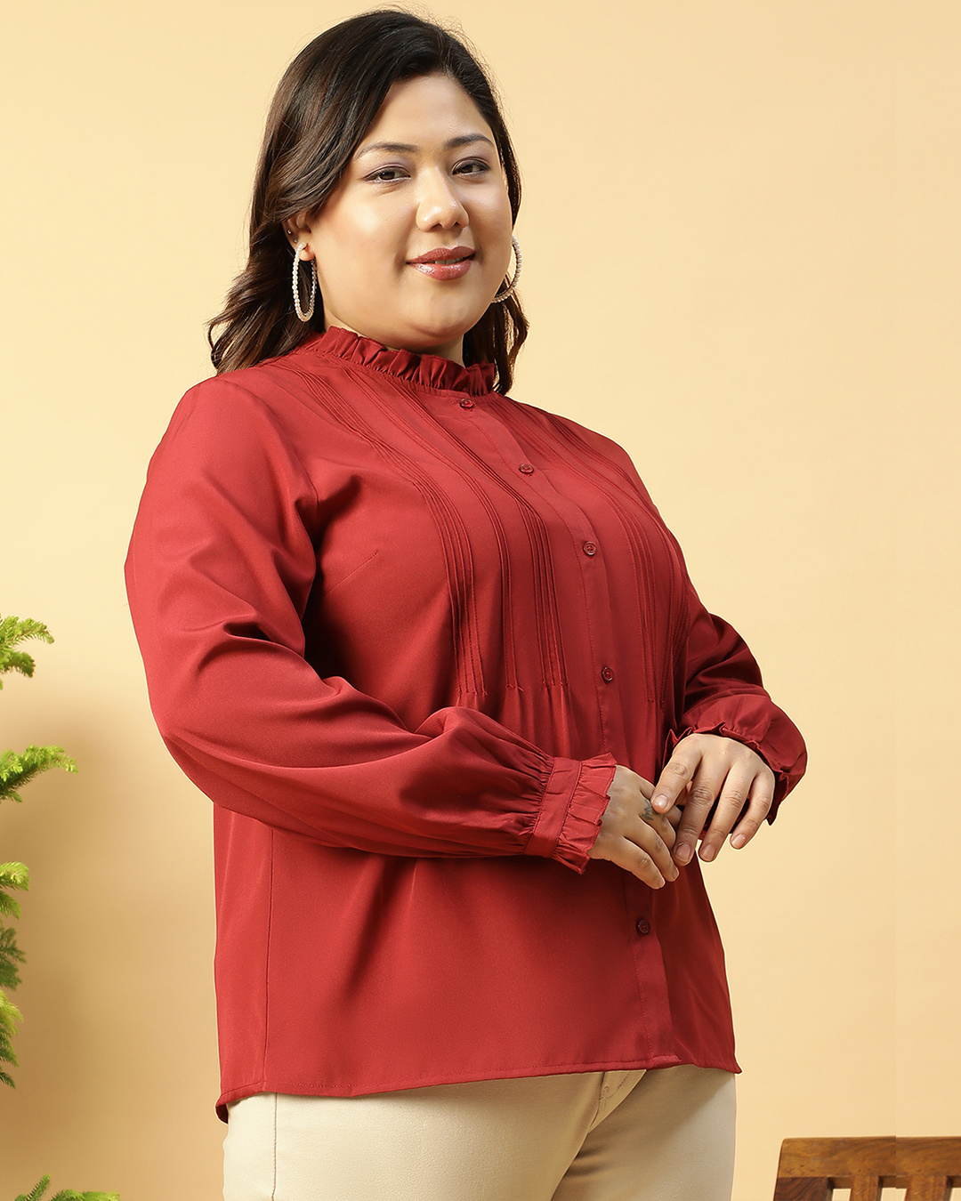 Shop Women's Maroon Plus Size Shirt-Back