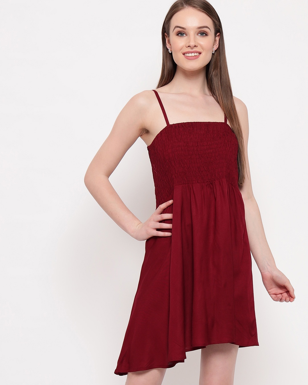 Shop Women's Maroon Short Dress-Back