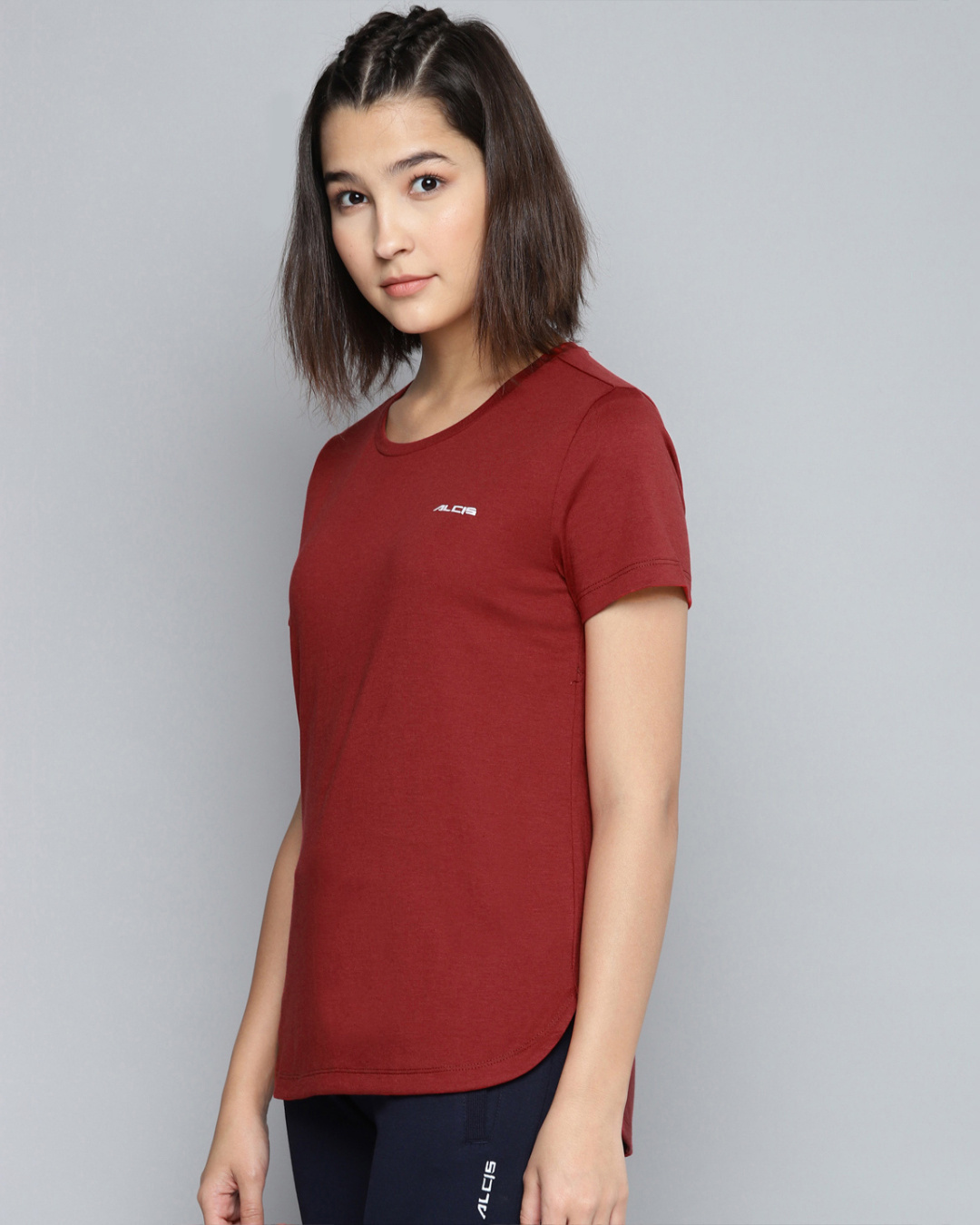 Shop Women's Maroon Slim Fit Cotton T-shirt-Back