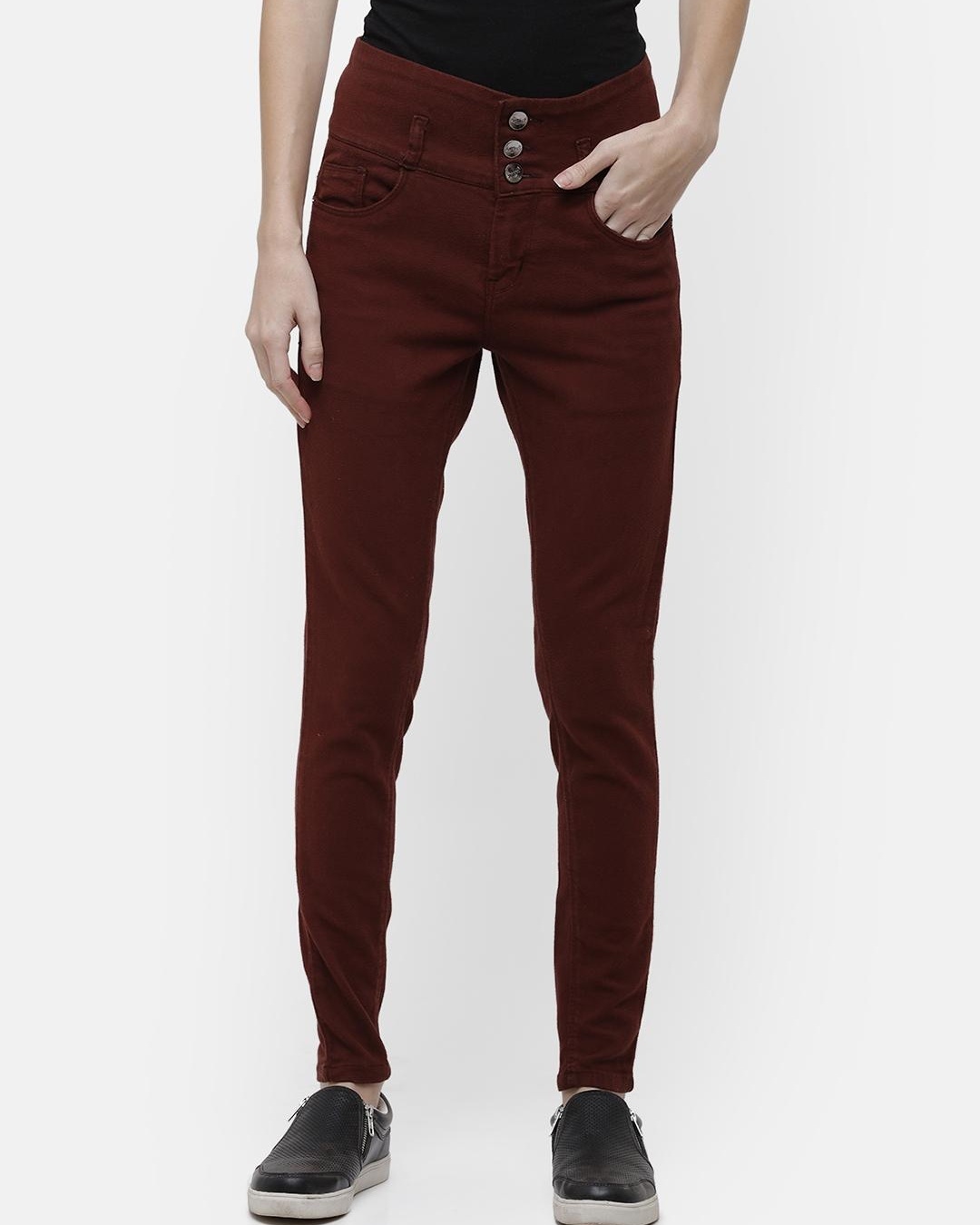 Buy Women's Maroon Slim Fit Jeans for Women Maroon Online at Bewakoof
