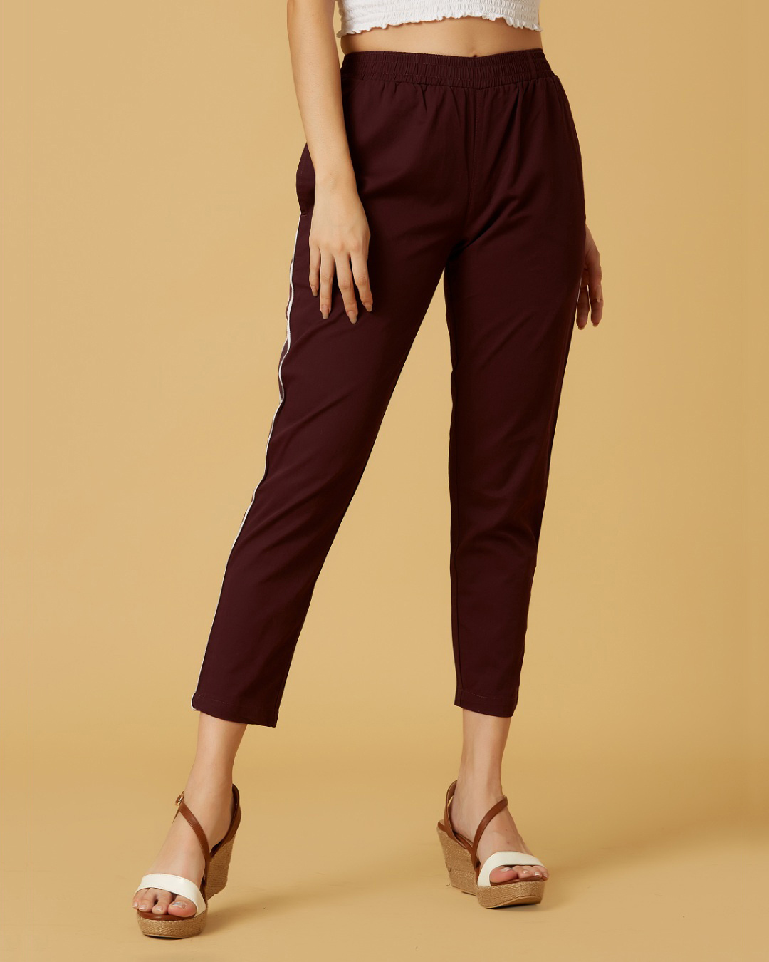 Buy Marca disati Women Maroon Pure Cotton Joggers for Women Maroon ...