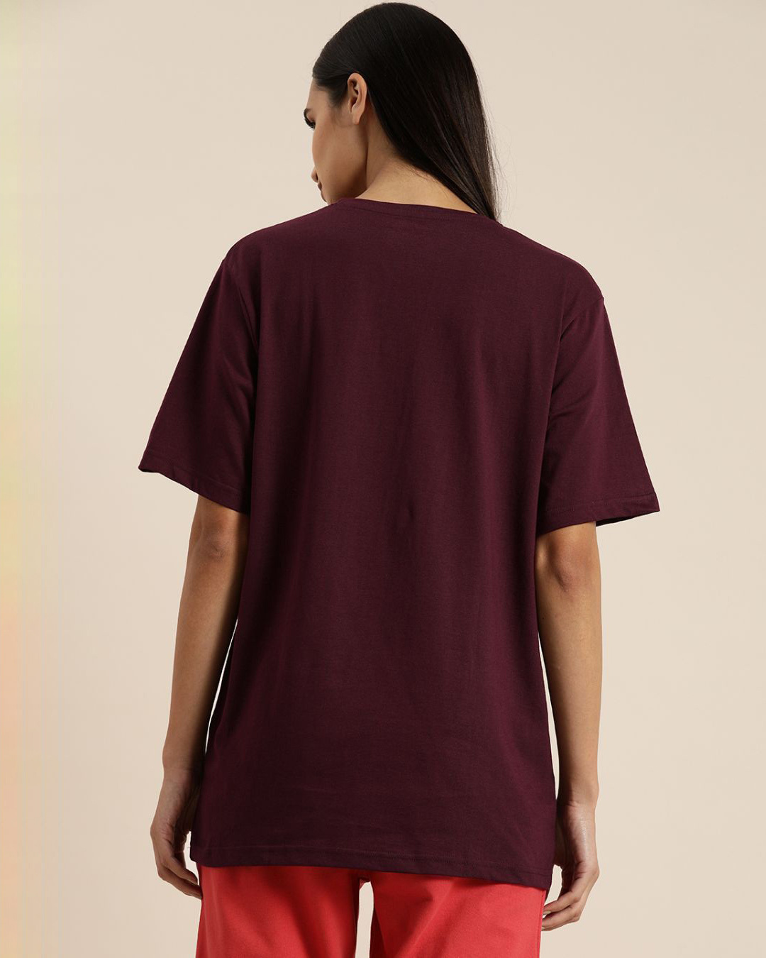 Shop Women's Maroon Solid T-shirt-Back