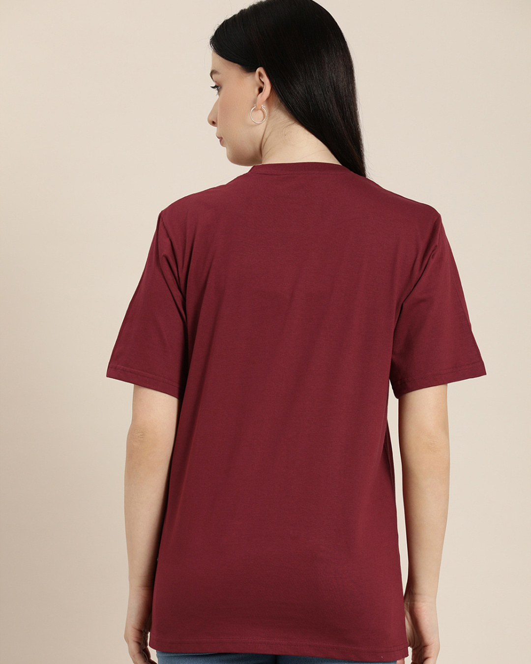 Shop Women's Maroon Typography Oversized T-shirt-Back