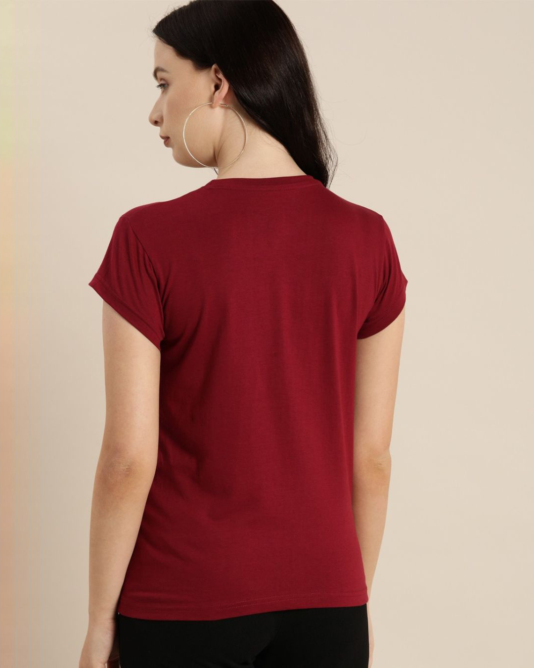 Shop Women's Maroon Typography T-shirt-Back