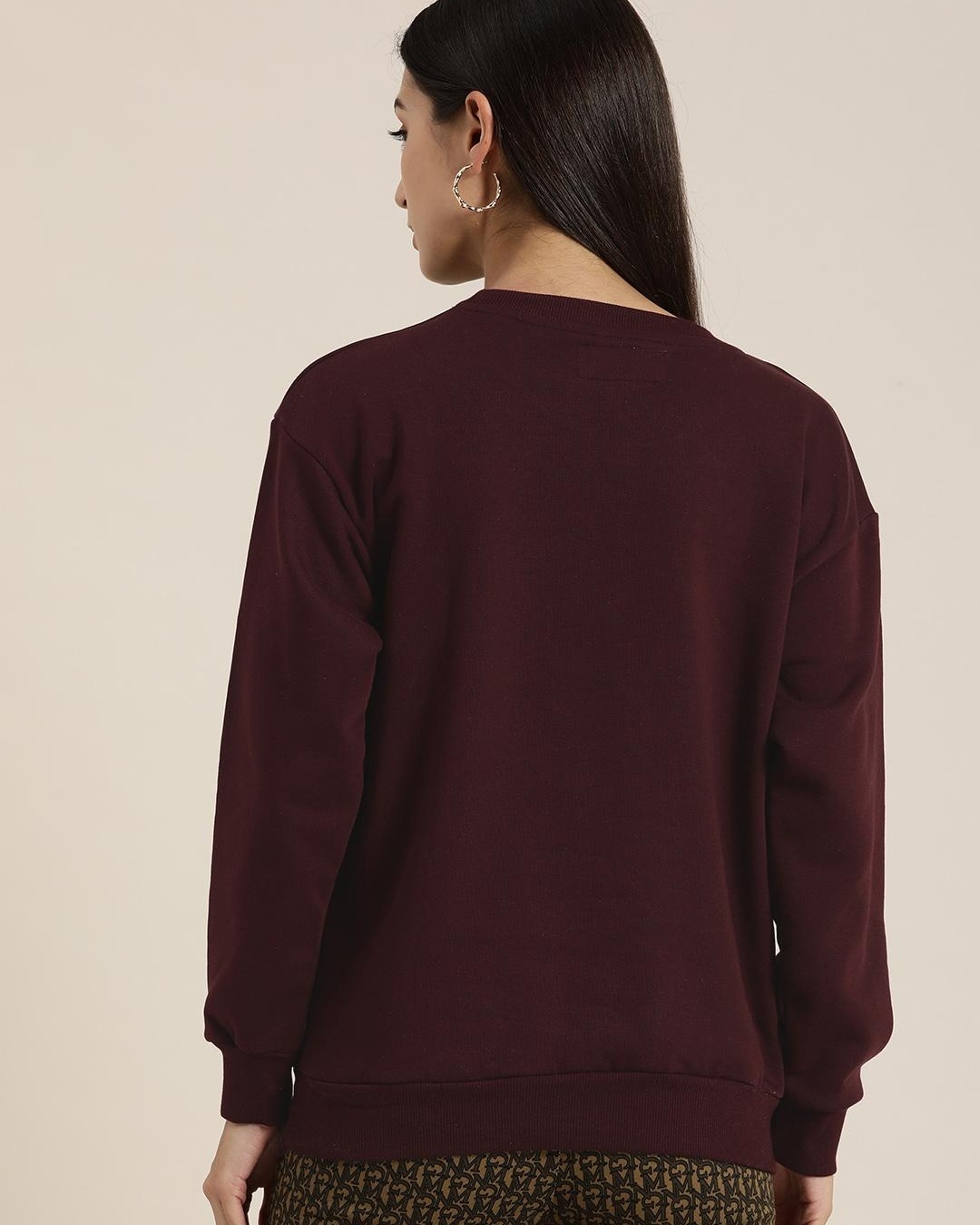 Shop Women's Maroon West Coast Typography Oversized Sweatshirt-Back