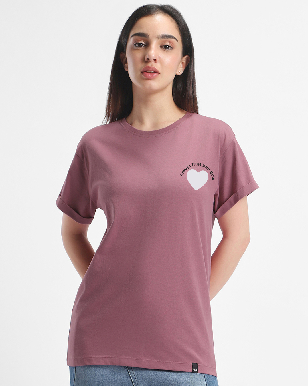 Shop Women's Mauve Angel energy Graphic Printed Boyfriend T-shirt-Back