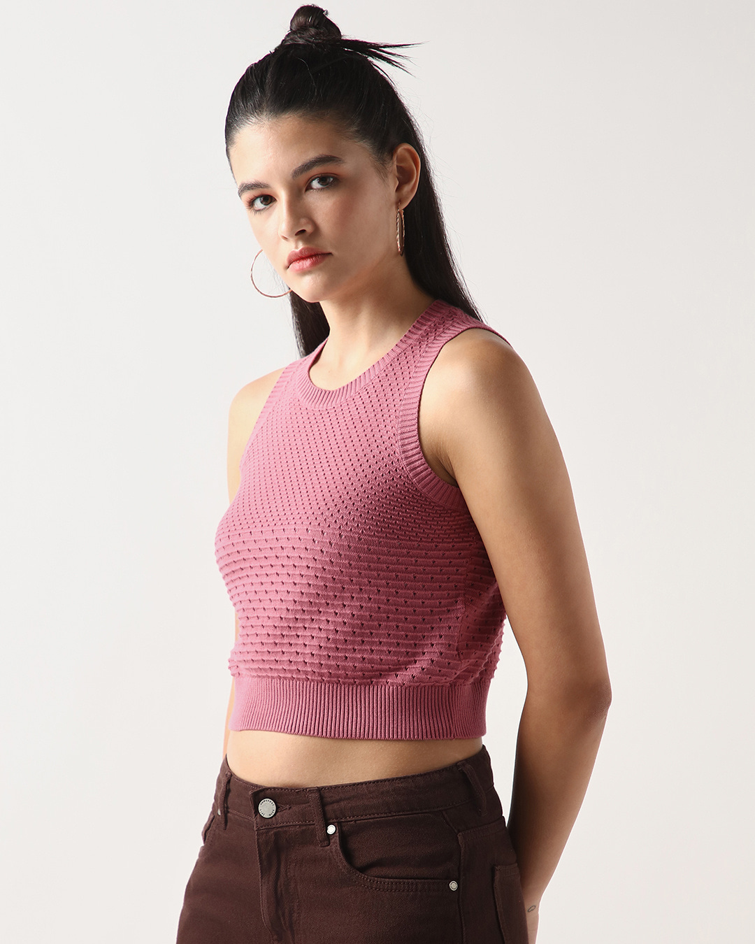 Shop Women's Mauve Slim Fit Short Top-Back