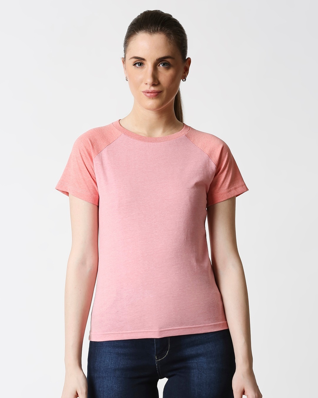 Shop Women's Melange Half Sleeve Raglan T-Shirt-Back