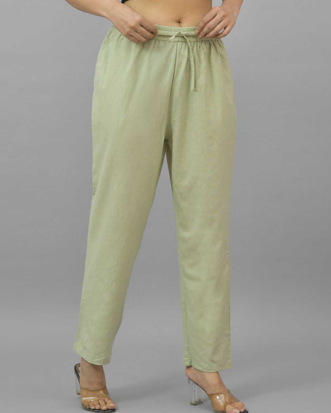 Comfort fit pants - mint green linen