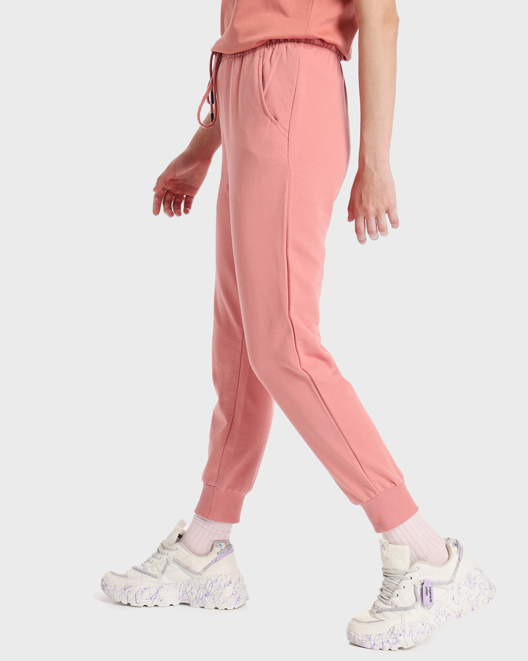 Shop Women's Misty Pink Joggers-Back