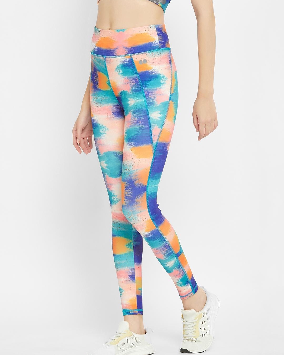 Buy Women's Multicolor Abstract Printed Slim Fit Activewear Tights for