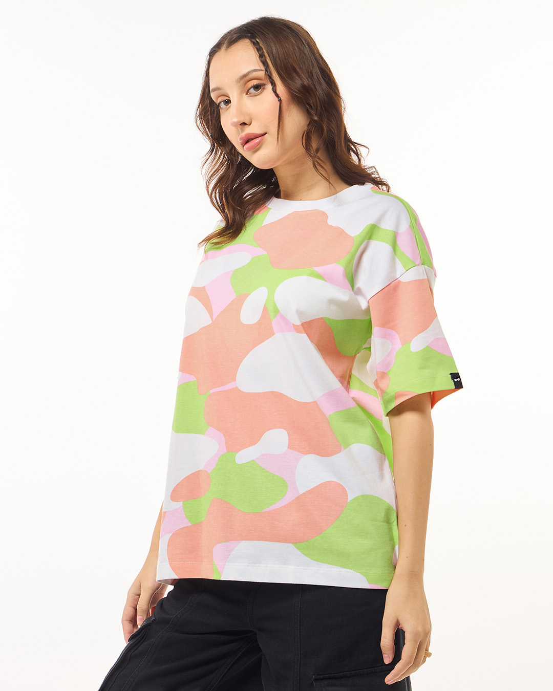 Shop Women's Multicolor Camouflage Printed Oversized T-shirt-Back