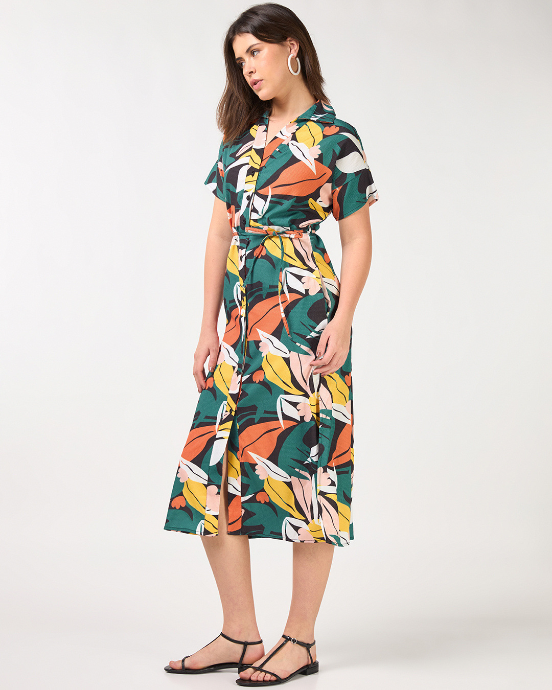 Shop Women's Multicolor All Over Printed Relaxed Fit Shirt Dress-Back