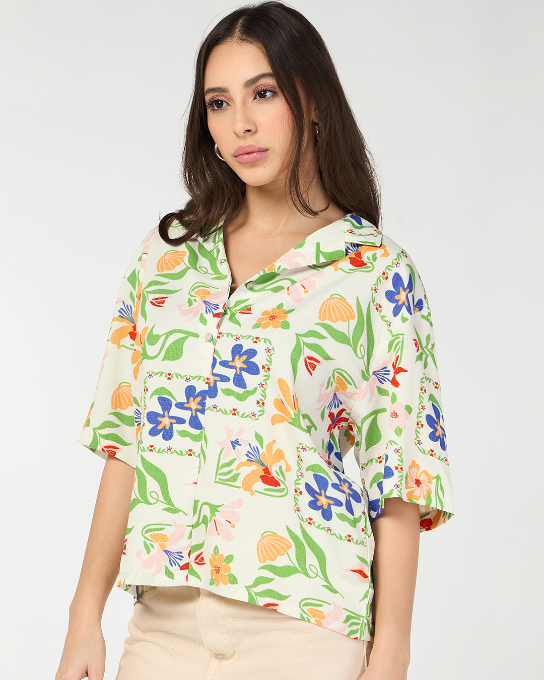 Shop Women's Multicolor All Over Printed Oversized Shirt-Back