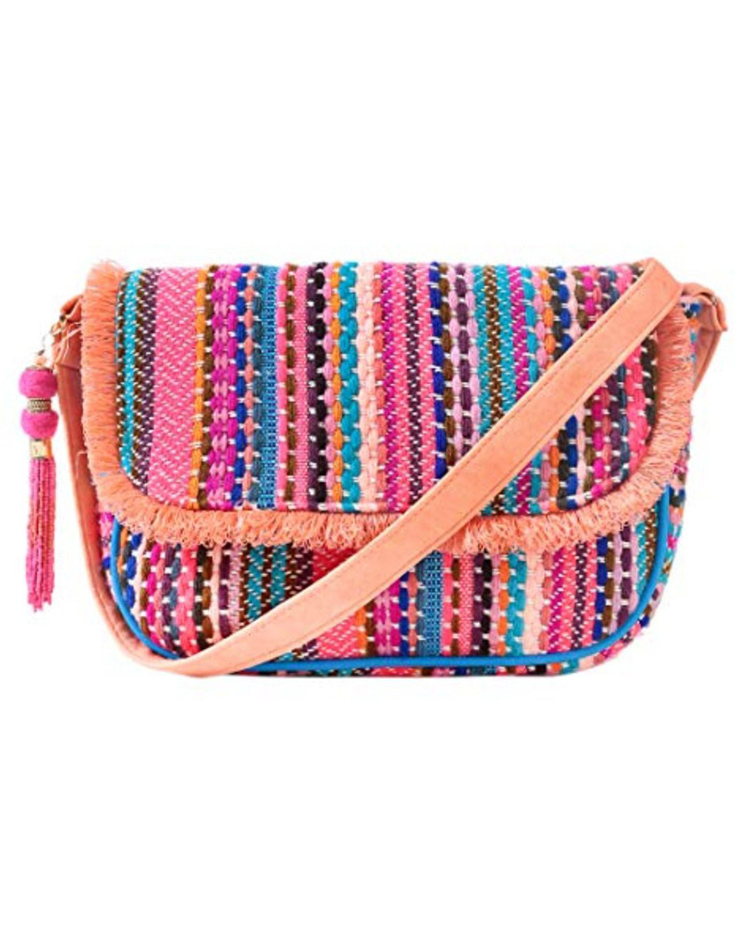 Shop Women's Multicolor Back Stitch Weave Hues Sling Bag-Back