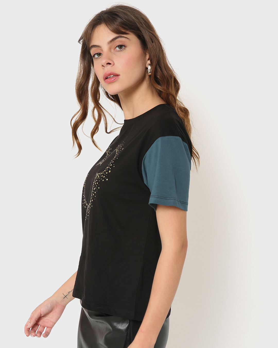 Shop Women's Multicolor Color Block Printed Christmas T-shirt-Back