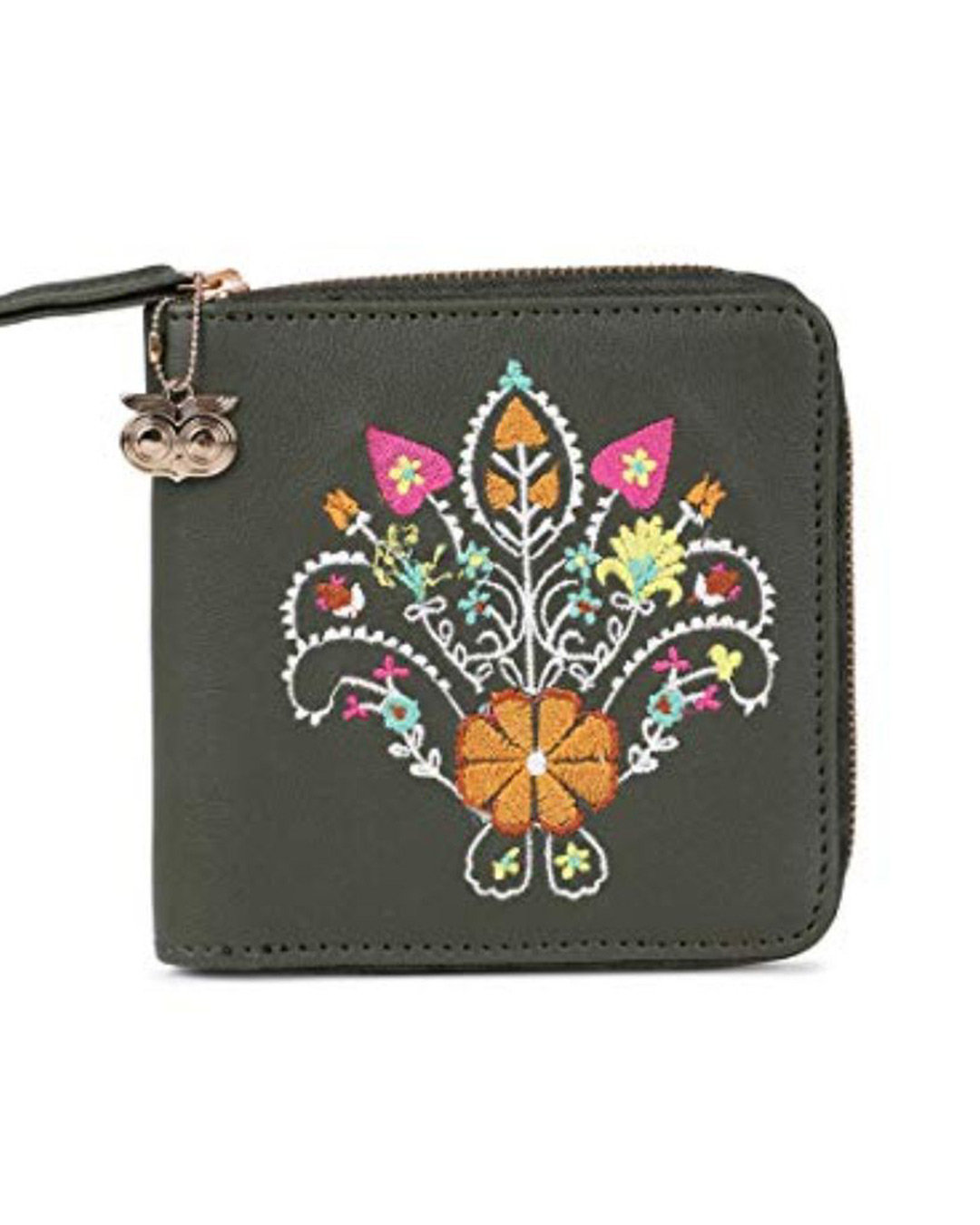 Shop Women's Multicolor Floral Embroidered Mini Wallet-Front