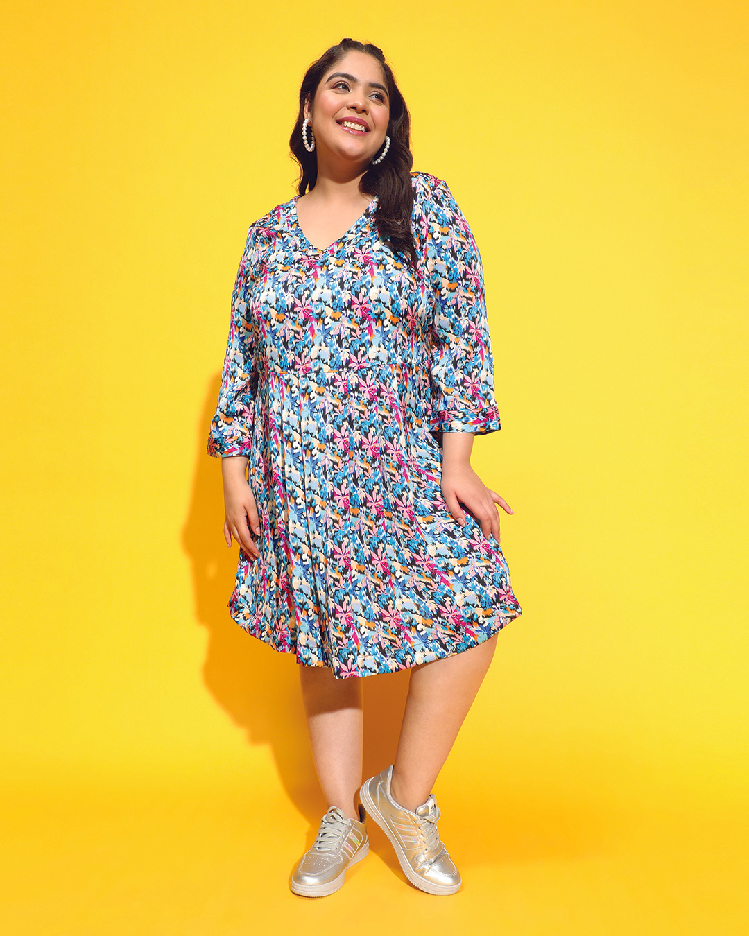 Buy Women's Multicolor Floral Printed Plus Size Dress Online in India ...