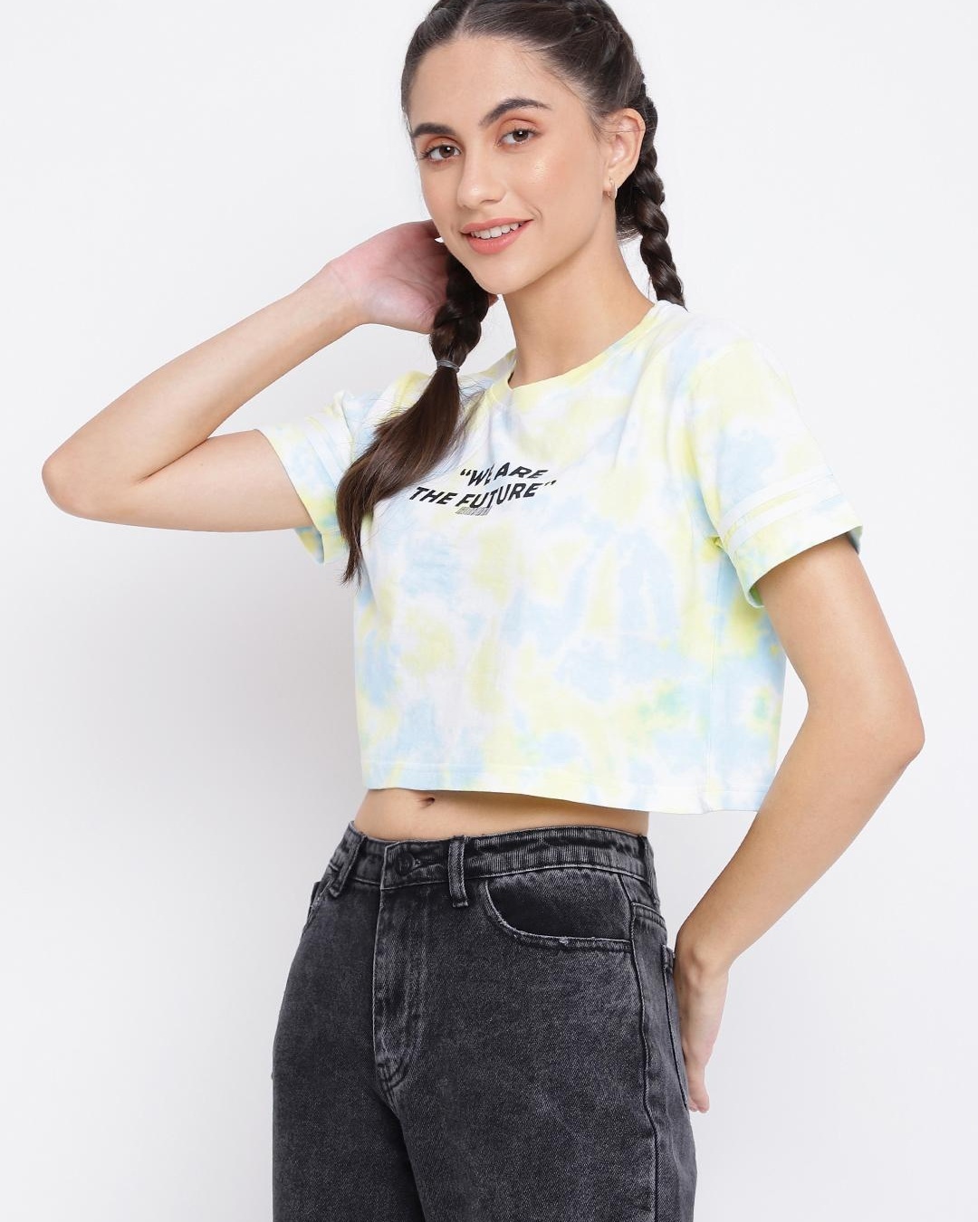 Shop Women's Multicolor Tie & Dye Crop T-shirt-Back