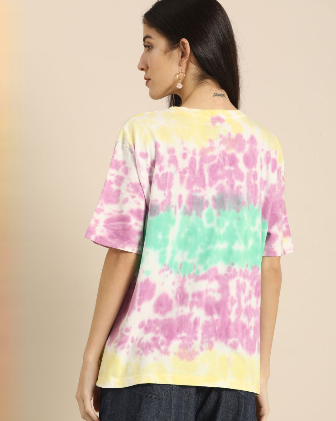 Shop Women's Multicolor Typography T-shirt-Back