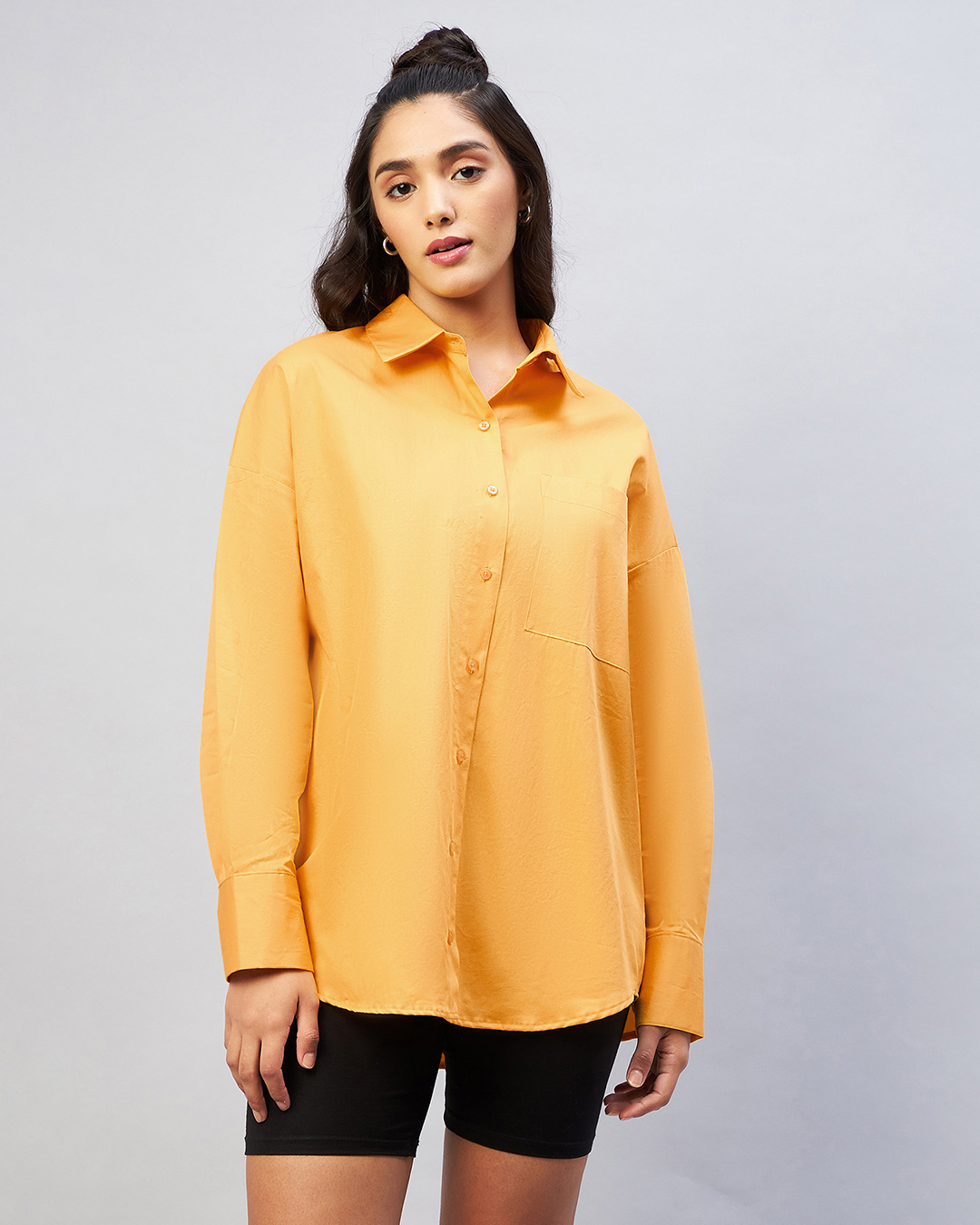 Shop Women's Mustard Yellow Oversized Shirt-Back