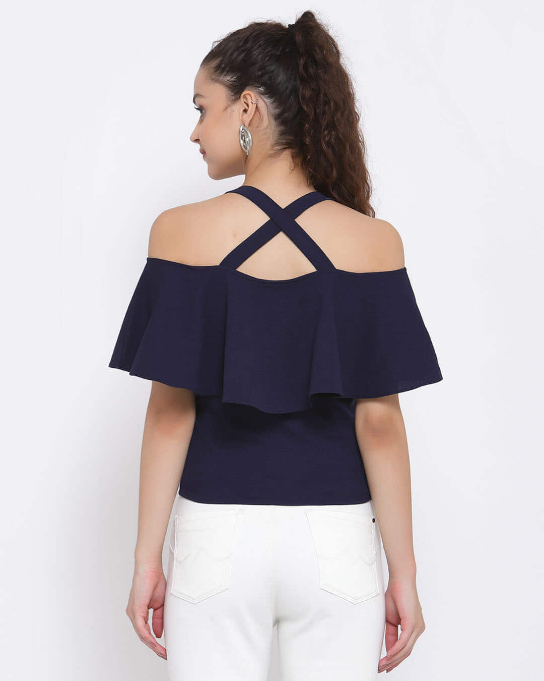 Navy blue 2024 bardot top