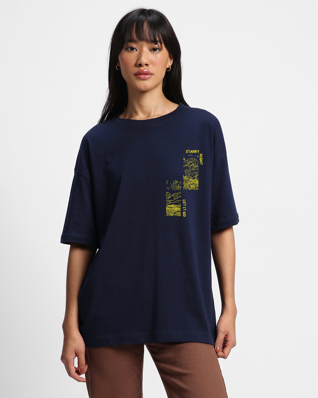 Shop Women's Navy Blue Dream Graphic Printed Oversized T-shirt-Back