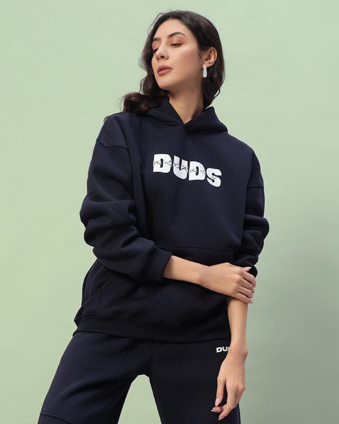Navy Blue Graphic Hoodie Wallpaper 8k