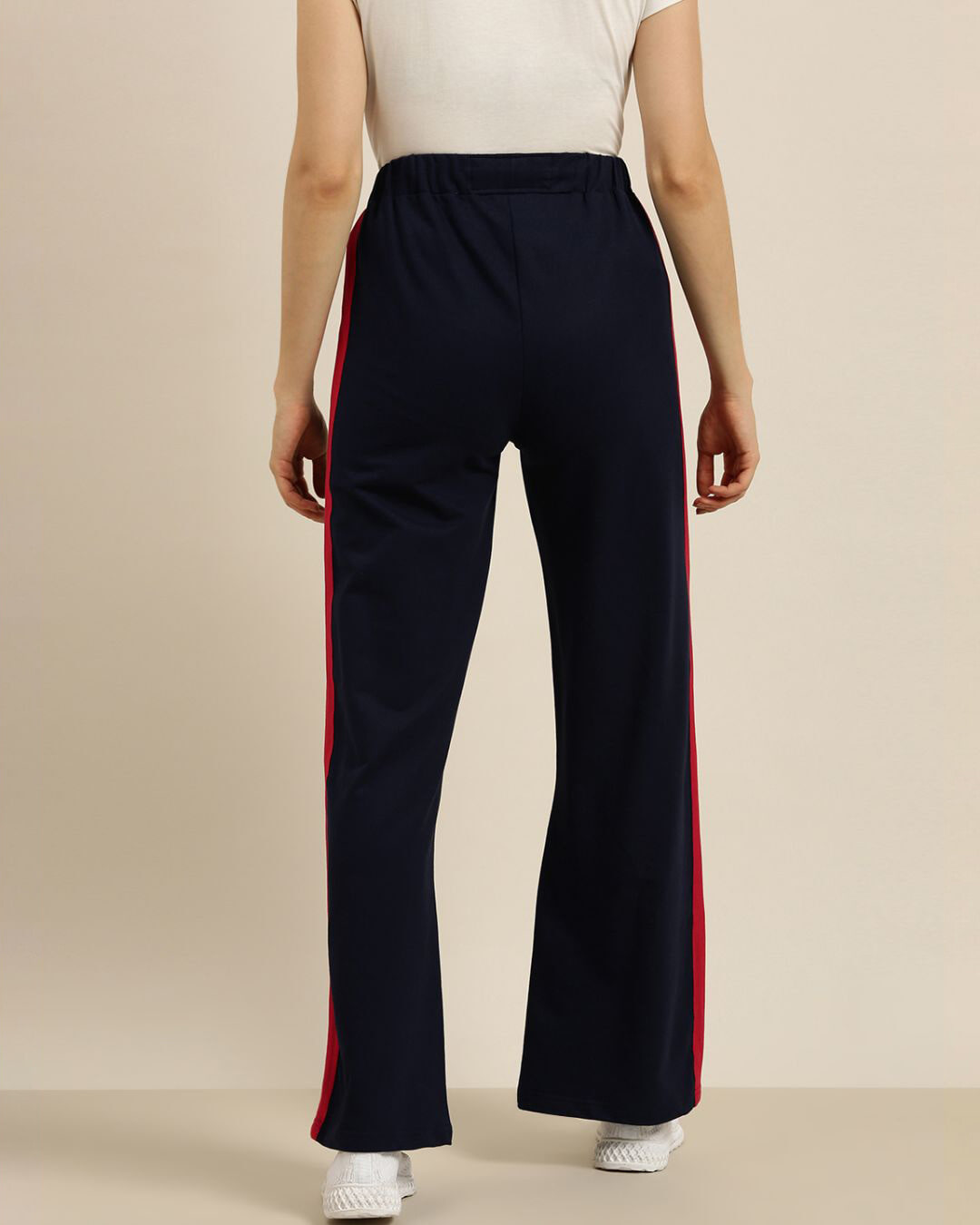 Shop Women's Navy Blue Solid Wide Leg Pants-Back