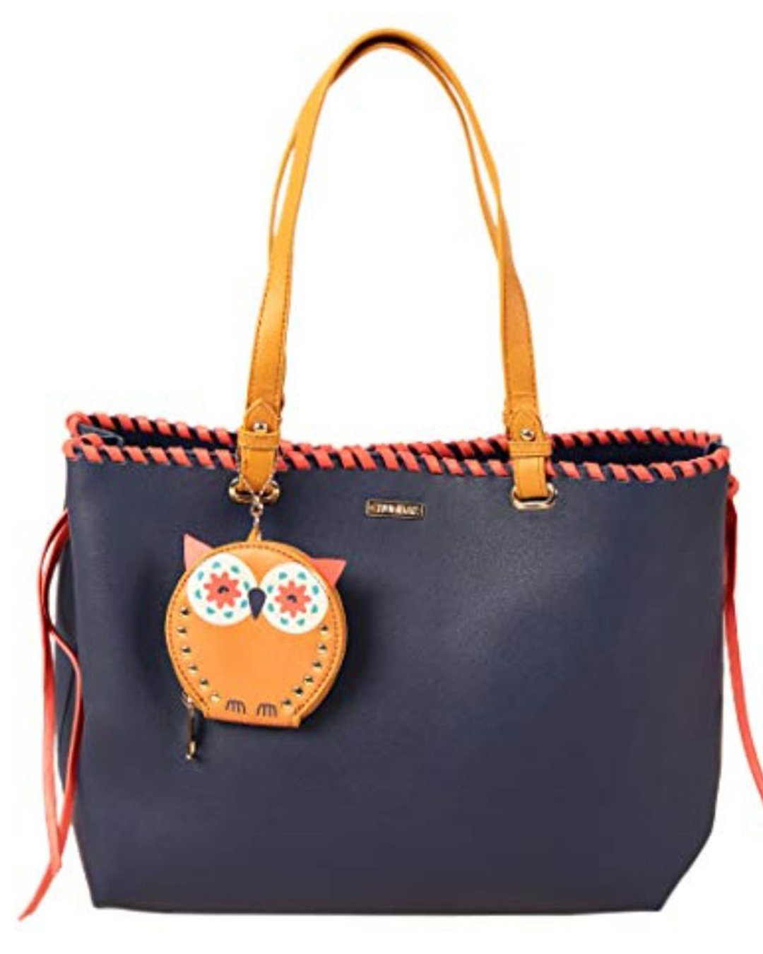 Shop Women's Navy Owl Charm Fashion Tote Bag-Back
