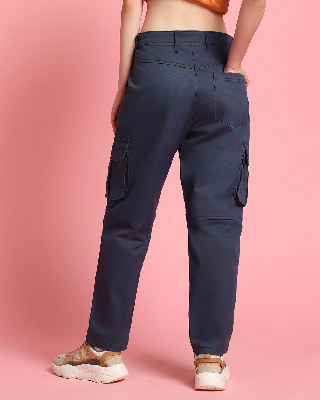 Buy Women's Blue Straight Cargo Pants Online at Bewakoof