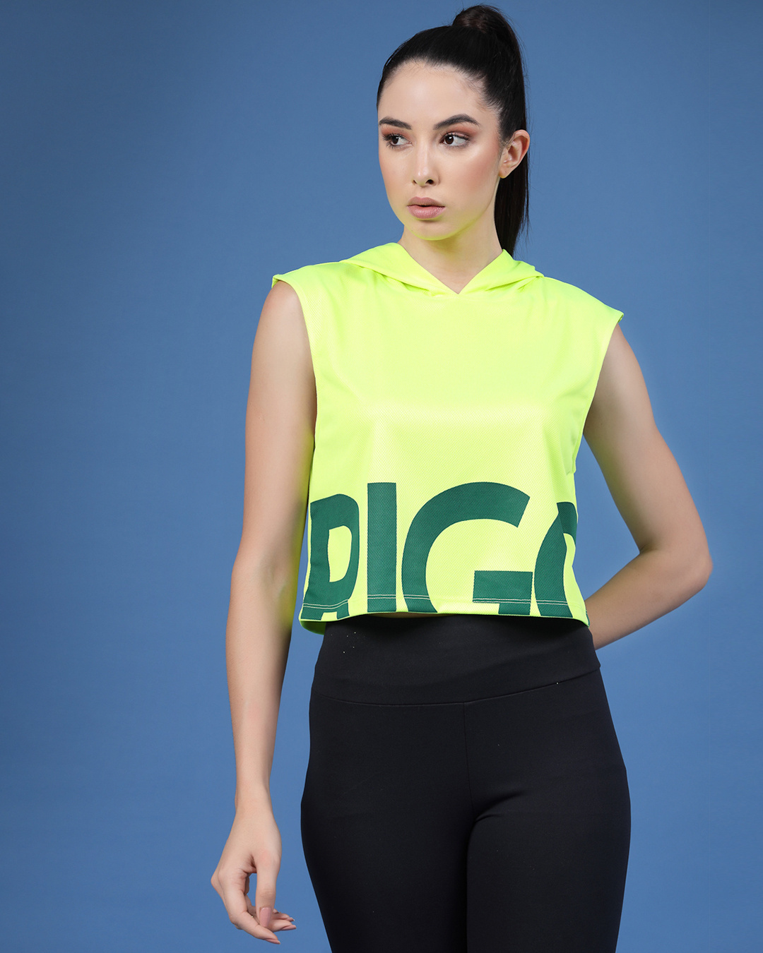 Shop Women's Neon Green Typography Boxy Fit Short Top-Back