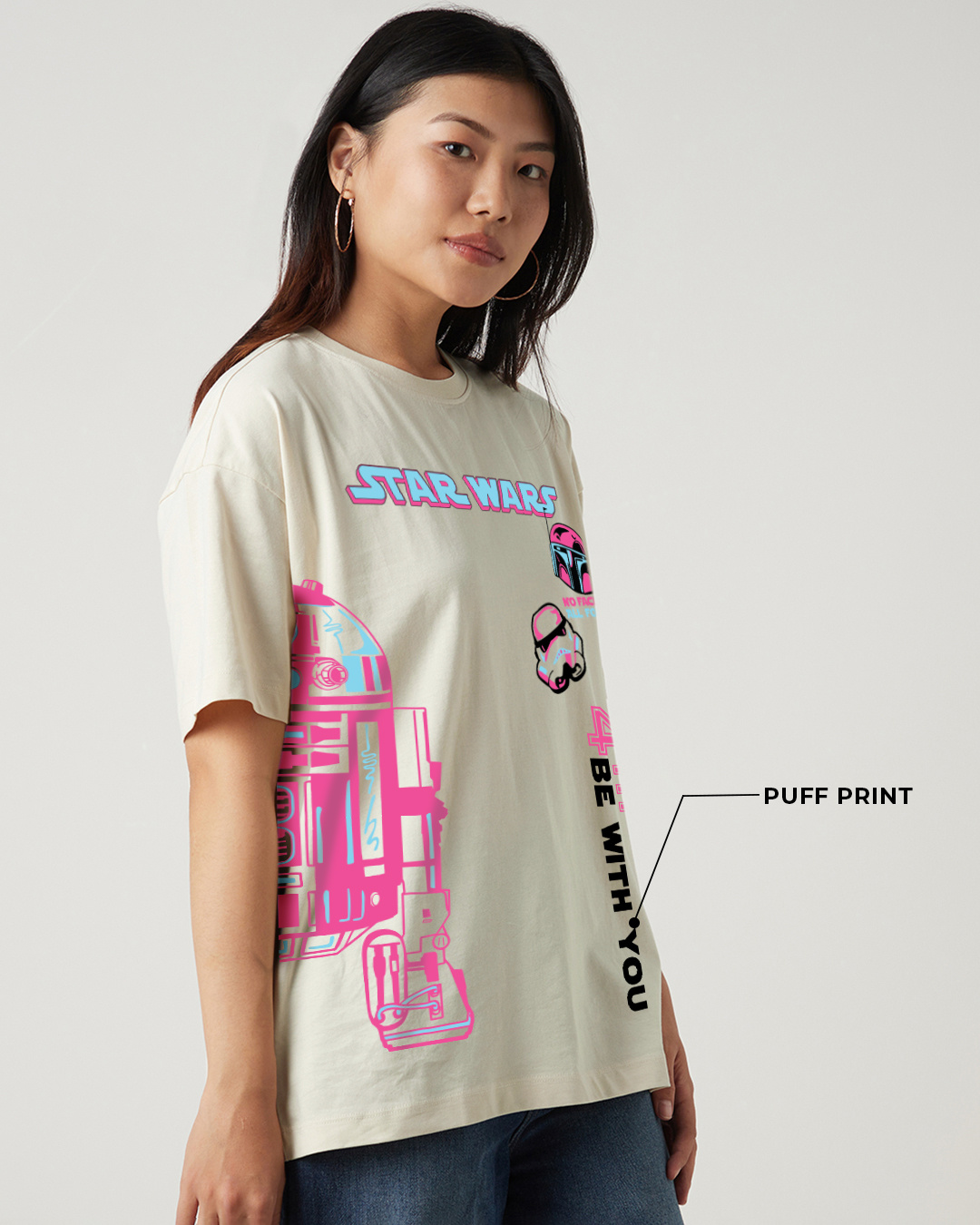 Shop Women's Off White All Force Graphic Printed Oversized T-shirt-Back