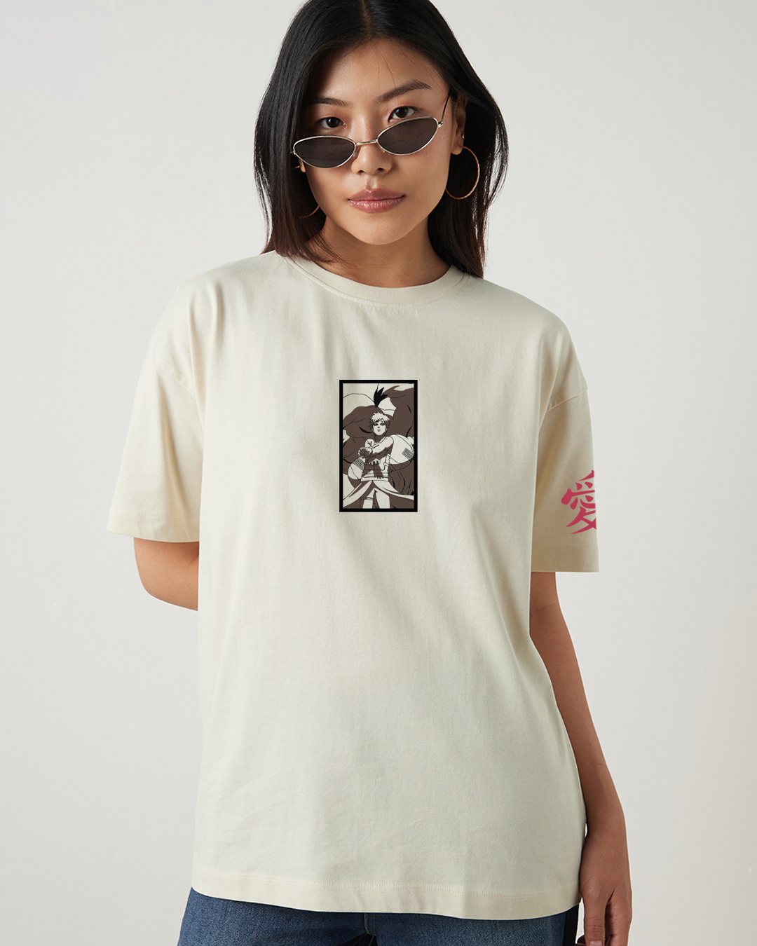 Shop Women's Off White Kazekage Graphic Printed Oversized T-shirt-Back