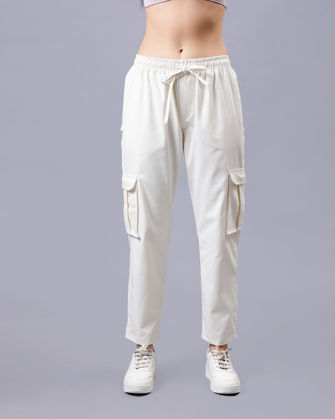 Buy Women's Off White Loose Comfort Fit Cargo Pants Online in India at ...