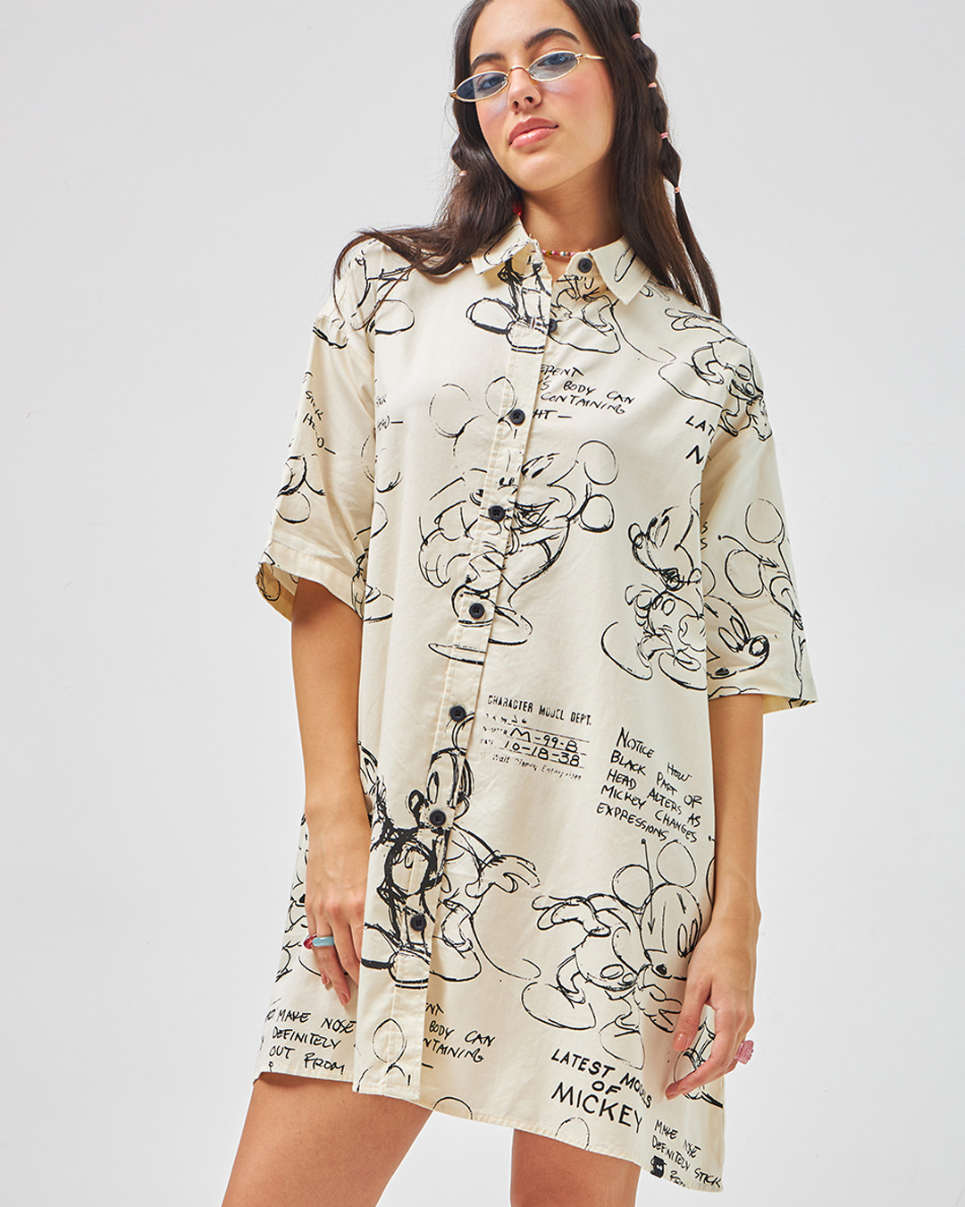Men Printed Oversized Shirt - Off White - SM2602018A