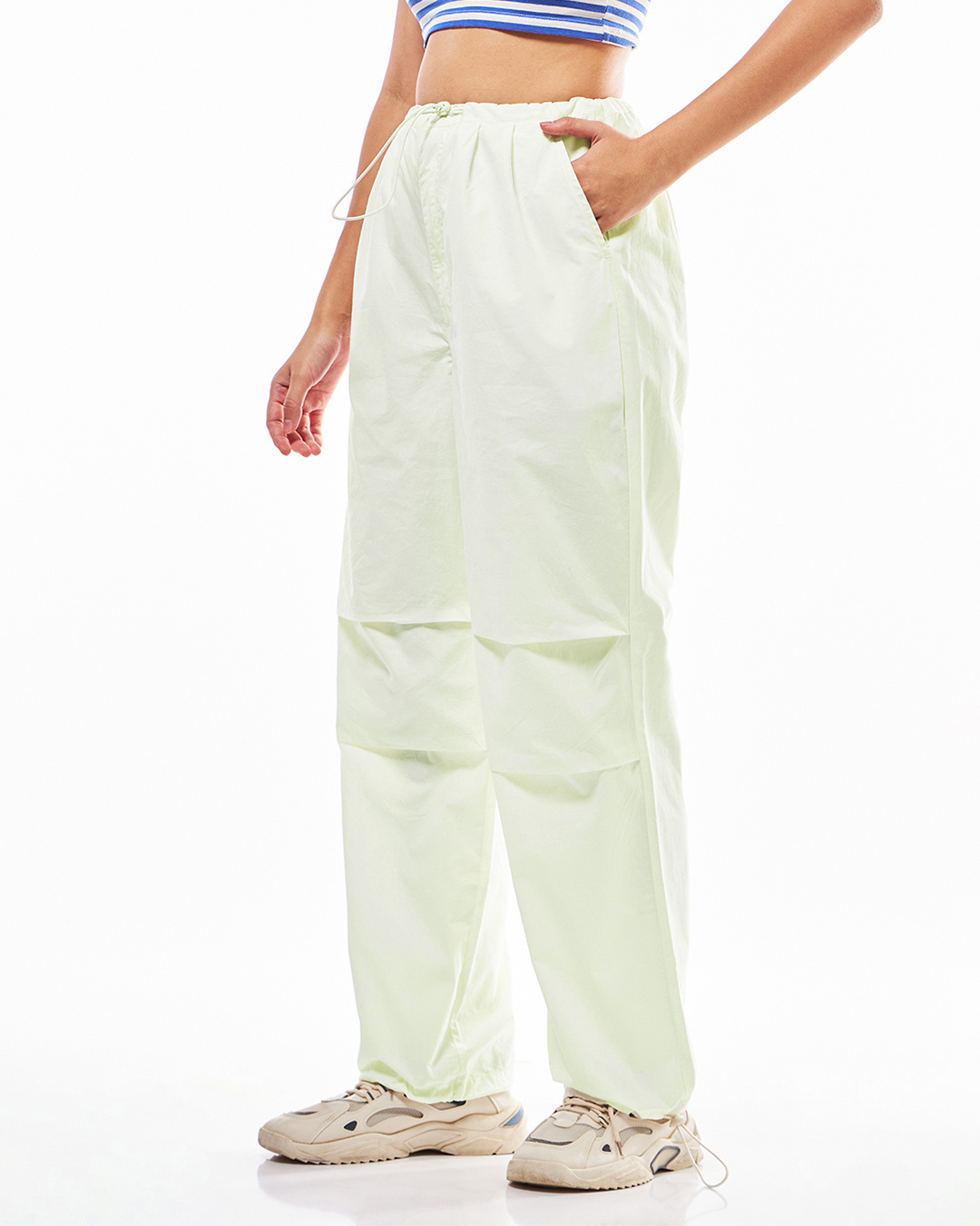 Shop Women's Off White Oversized Parachute Pants-Back