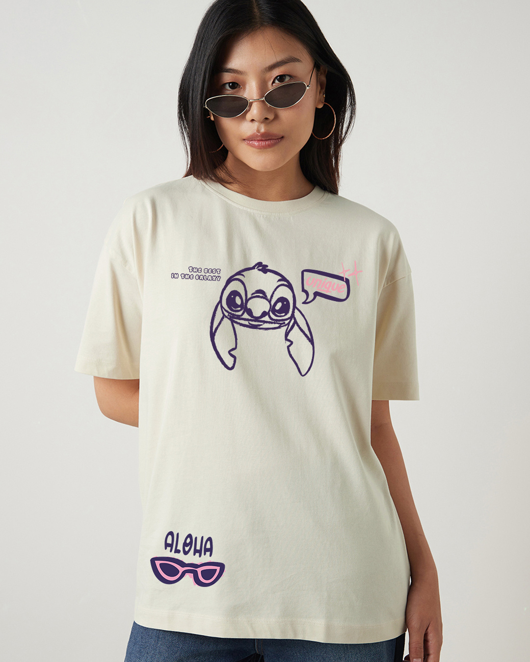 Shop Women's Off White Stay Weird Graphic Printed Oversized T-shirt-Back
