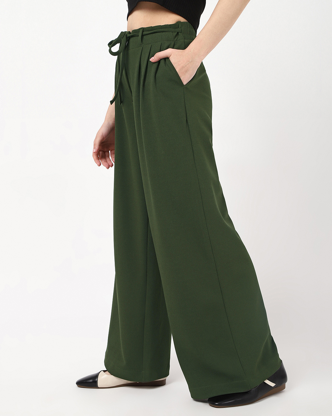 Shop Women's Olive Green Casual Pants-Back