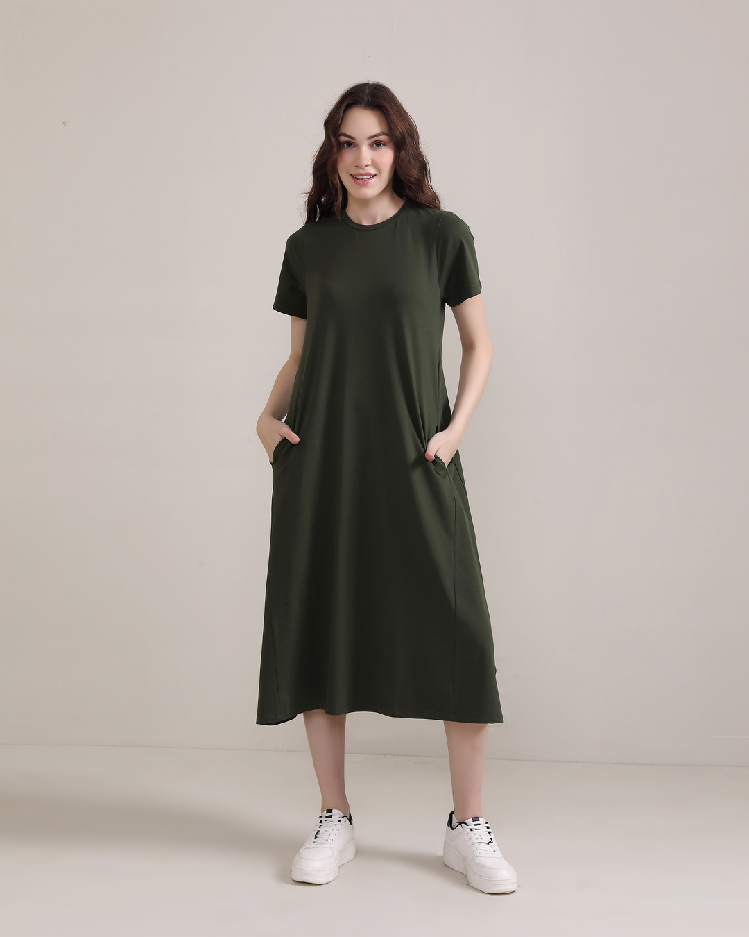 Buy Women's Olive Green Relaxed Fit A-Line Dress Online at Bewakoof