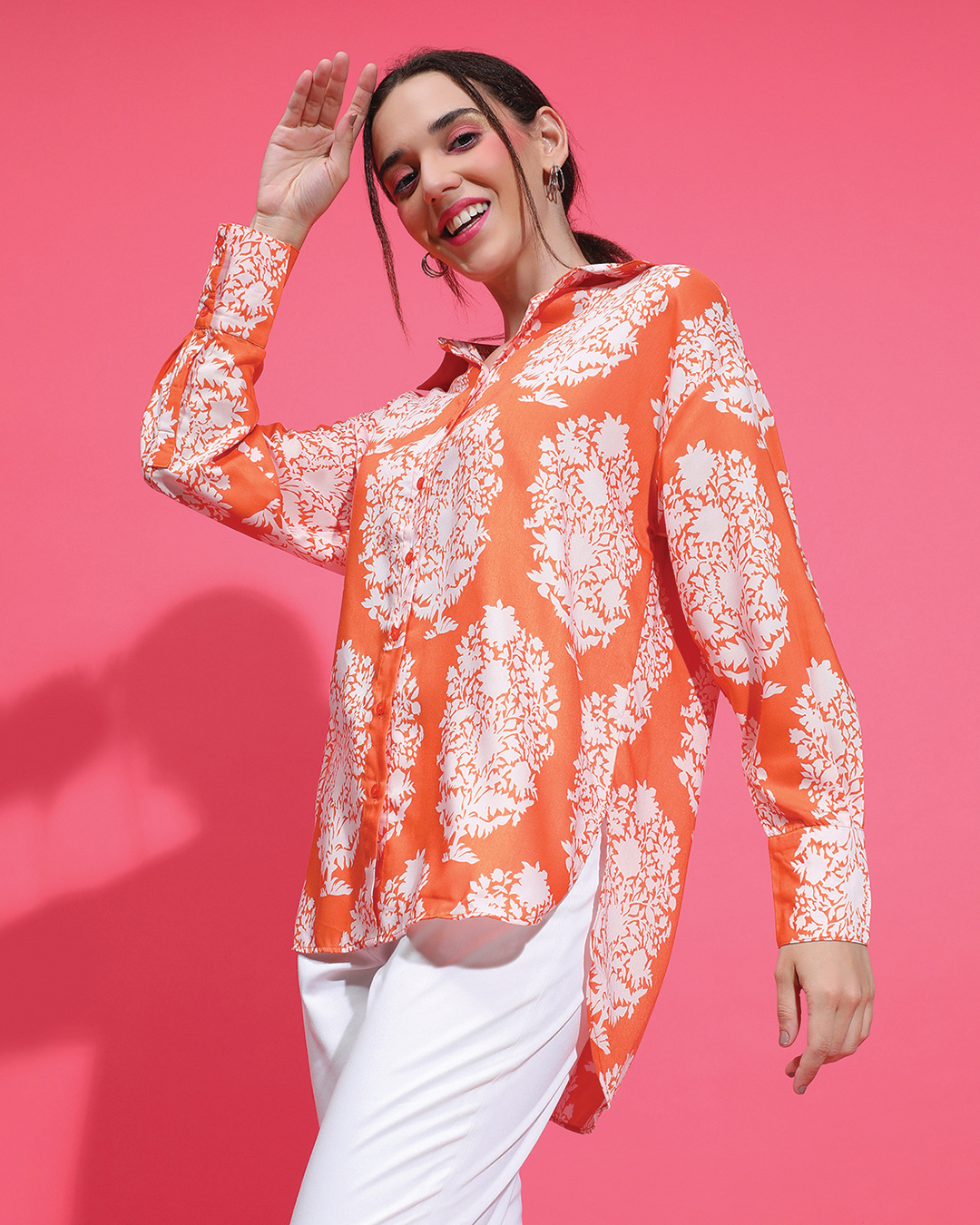 Shop Women's Orange All Over Printed Shirt-Back