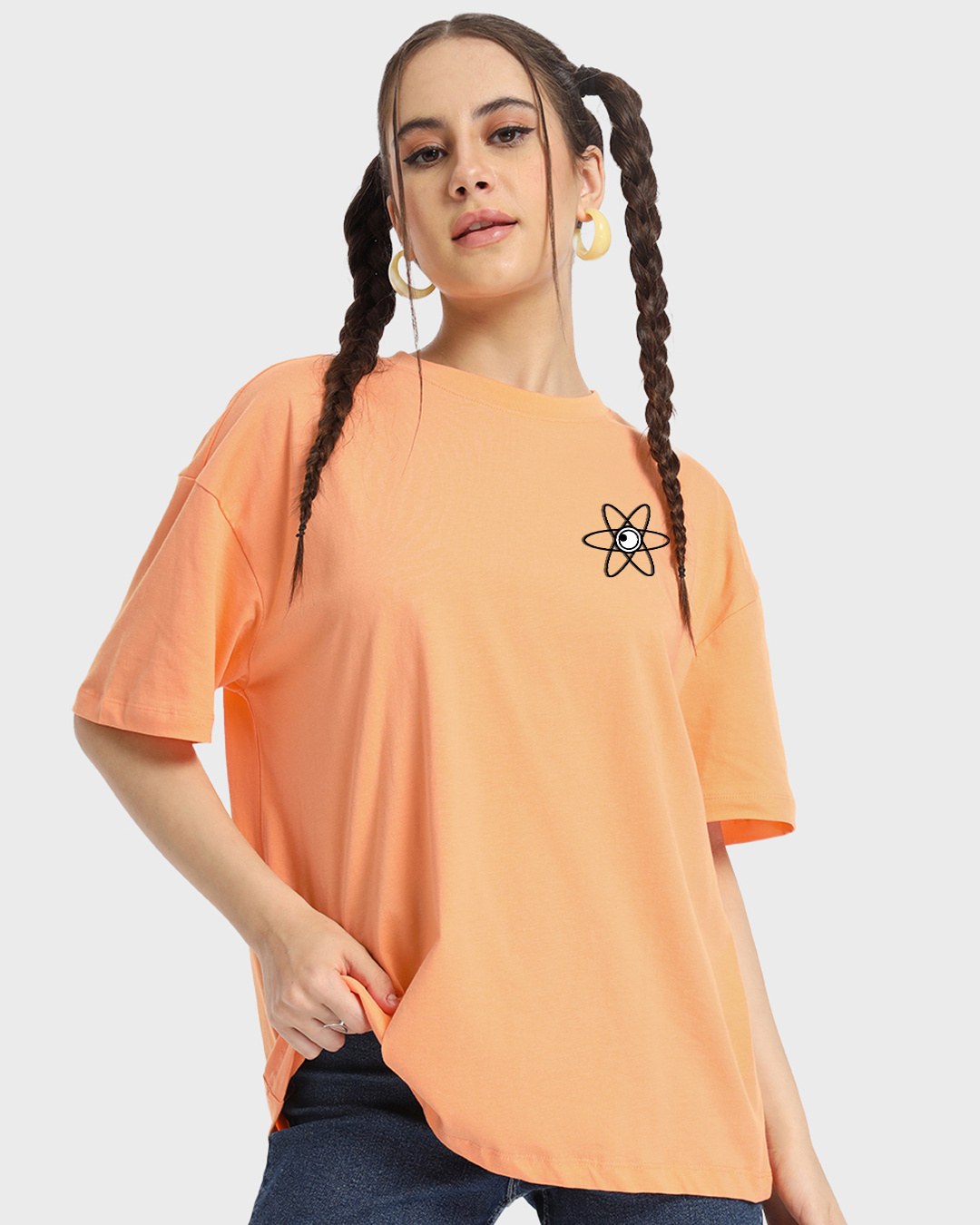 Shop Women's Orange Anti Gravity Minion Graphic Printed Oversized T-shirt-Back
